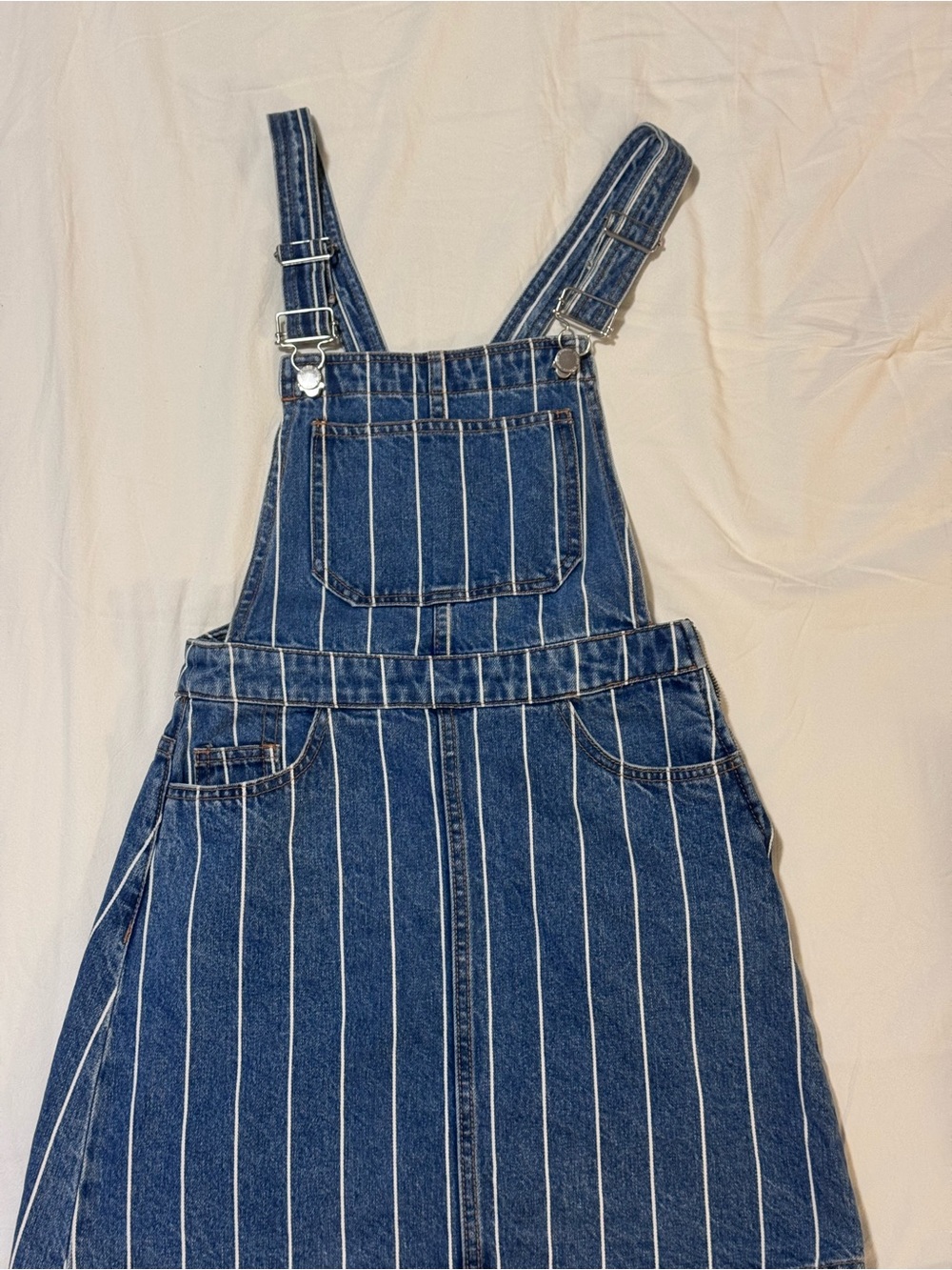Divided Blue Pinstripe Denim Pinafore Dress